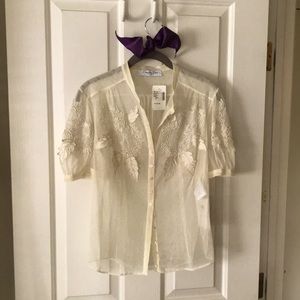 New Christian Dior Tulle Top with Brocade Details.